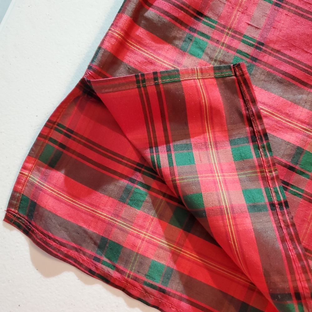 Appleseeds 100% Silk Size 16 Womens Button Up Red and Green Plaid Shirt - Picture 9 of 16